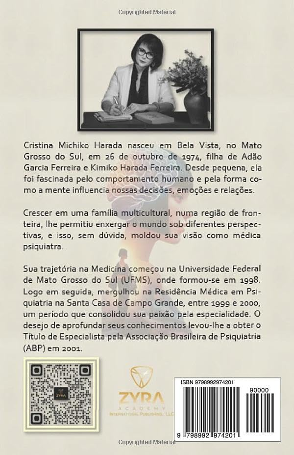 Quarta capa do livro "Ecos da Mente", com biografia da autora e ISBN